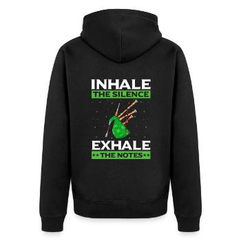 Dudelsack für Dudelsackspieler und Schotten - Unisex Premium Bio Zip Hoodie - Schwarz - Hinten - Nico (187cm)