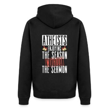 Atheist Atheismus Anti Kirche Weihnachten - Unisex Premium Bio Zip Hoodie - Schwarz - Hinten - Nico (187cm)