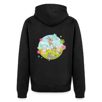Easter Fun Easter Bunny Easter Kids - Unisex Premium Organic Zip Hoodie - black - Back - Nico (187cm)