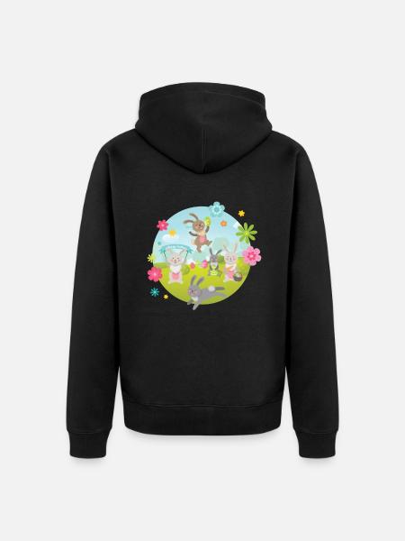 Osterspaß Osterhase Ostern Kinder - Unisex Premium Bio Zip Hoodie - Schwarz