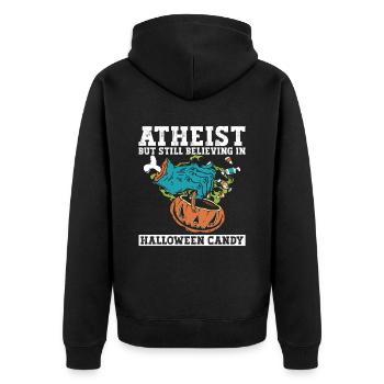 Atheist Atheismus Anti Kirche Halloween - Unisex Premium Bio Zip Hoodie - Schwarz - Hinten - Nico (187cm)