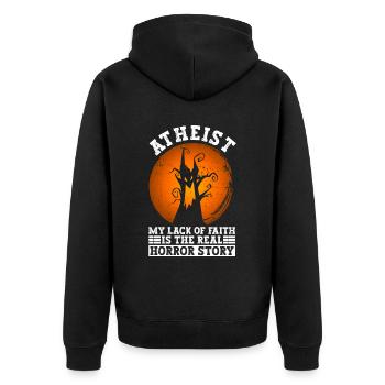 Athéisme athée Anti Église Halloween - Veste à capuche bio Premium Unisexe - noir - Dos - Nico (187cm)