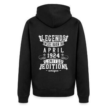 Geburtstag April 1924 Limited Edition Vintage - Unisex Premium Bio Zip Hoodie - Schwarz - Hinten - Nico (187cm)
