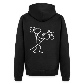 Hobby Horse Hobby Horsing - Unisex Premium Organic Zip Hoodie - black - Back - Nico (187cm)