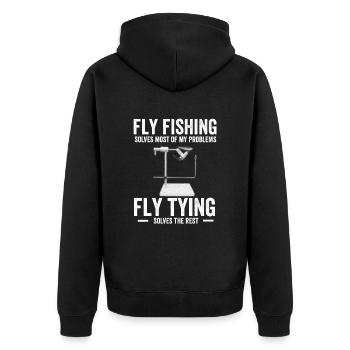 Fliegenfischer Design Für Bachforelle - Veste à capuche bio Premium Unisexe - noir - Dos - Nico (187cm)