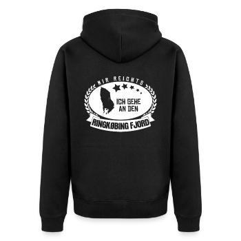 Ringkøbing Fjord Dänemark - Unisex Premium Bio Zip Hoodie - Schwarz - Hinten - Nico (187cm)