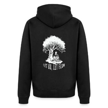 Buddhist Meditation Zen Buddha Buddhismus und Yoga - Unisex Premium Bio Zip Hoodie - Schwarz - Hinten - Nico (187cm)
