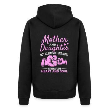 great Mother's Day saying - one heart and one soul. - Unisex Premium Organic Zip Hoodie - black - Back - Nico (187cm)