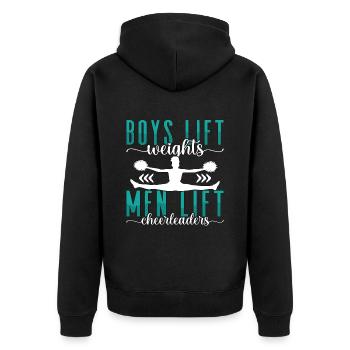 Cheerleading Boys Lift Weights Men Lift Cheering - Unisex Premium Organic Zip Hoodie - black - Back - Nico (187cm)