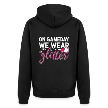 Cheerleading On Game Day We Wear Glitter Cheering - Unisex Premium Bio Zip Hoodie - Schwarz - Hinten - Nico (187cm)