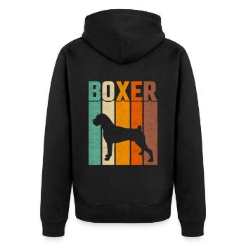 Boxer Retro - Unisex Premium Bio Zip Hoodie - Schwarz - Hinten - Nico (187cm)