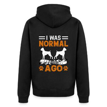 I Was Normal 2 Boxers Ago - Unisex Premium Bio Zip Hoodie - Schwarz - Hinten - Nico (187cm)