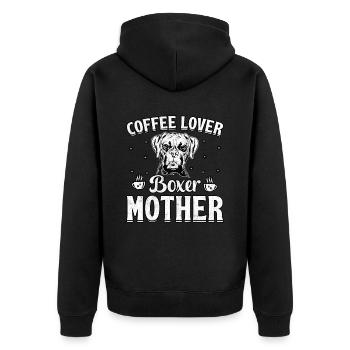 Coffee lover boxer mother - Unisex Premium Organic Zip Hoodie - black - Back - Nico (187cm)