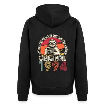 1994 Birthday vintage vintage sloth gift - Unisex Premium Organic Zip Hoodie - black - Back - Nico (187cm)