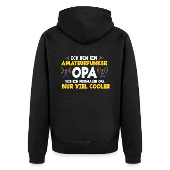 Ich Bin Ein Amteurfunker Opa - Unisex Premium Bio Zip Hoodie - Schwarz - Hinten - Nico (187cm)