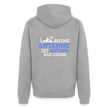 Meine Antenne Ist Größer Als Deine - Unisex Premium Bio Zip Hoodie - Grau meliert - Hinten - Nico (187cm)