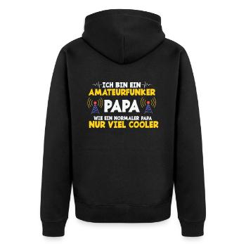 Ich Bin Ein Amteurfunker Papa - Unisex Premium Bio Zip Hoodie - Schwarz - Hinten - Nico (187cm)