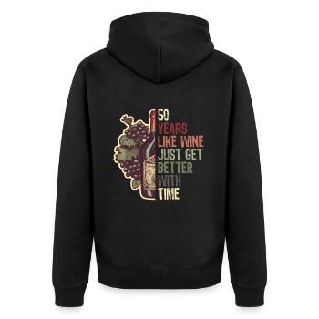 50th Birthday Wine Lovers Gift Idea - Unisex Premium Organic Zip Hoodie - black - Back - Nico (187cm)