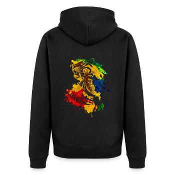 Säbelzahntiger - Unisex Premium Bio Zip Hoodie - Schwarz - Hinten - Nico (187cm)