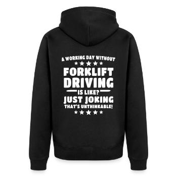 Gabelstapler Staplerfahrer - Unisex Premium Bio Zip Hoodie - Schwarz - Hinten - Nico (187cm)
