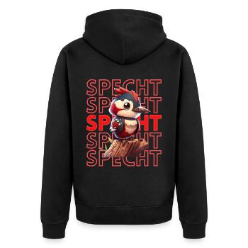 Niedlicher Specht Buntspecht Vogel Illustration - Unisex Premium Bio Zip Hoodie - Schwarz - Hinten - Nico (187cm)