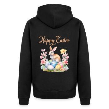 Frohe Ostern Hase Osterei für einen Osterhasen - Unisex Premium Bio Zip Hoodie - Schwarz - Hinten - Nico (187cm)