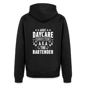 Kellnerin Barkeeper Kellner Kellner - Unisex Premium Bio Zip Hoodie - Schwarz - Hinten - Nico (187cm)