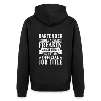 Kellnerin Barkeeper Kellner Kellner - Unisex Premium Bio Zip Hoodie - Schwarz - Hinten - Nico (187cm)
