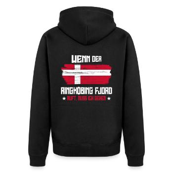 Ringkøbing Fjord ruft Dänemark - Unisex Premium Bio Zip Hoodie - Schwarz - Hinten - Nico (187cm)