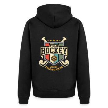 Field Hockey Coach Definition Retro Hockey Goalie - Unisex Premium Bio Zip Hoodie - Schwarz - Hinten - Nico (187cm)