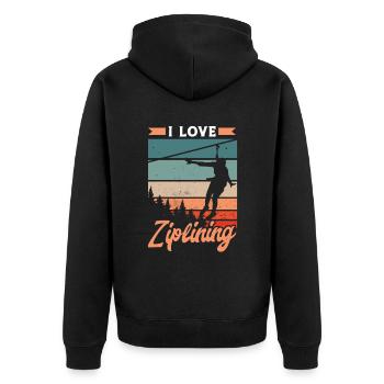 Ich Liebe Ziplining Seilrutsche Zipline Sport - Unisex Premium Bio Zip Hoodie - Schwarz - Hinten - Nico (187cm)