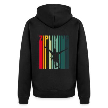 Ziplining Seilrutsche Zipline Sprüche Sport - Unisex Premium Bio Zip Hoodie - Schwarz - Hinten - Nico (187cm)