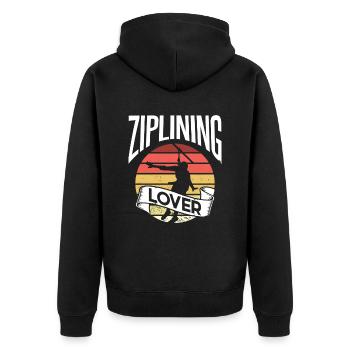 Ziplining Liebhaber Seilrutsche Sport Zipline - Unisex Premium Bio Zip Hoodie - Schwarz - Hinten - Nico (187cm)