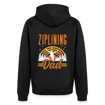 Ziplining Papa Seilrutsche Zipline Sport Sprüche - Unisex Premium Bio Zip Hoodie - Schwarz - Hinten - Nico (187cm)