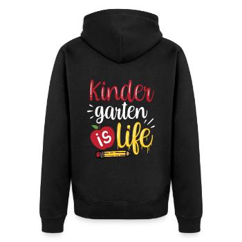 Kindergarten Ist Life Humor Kinder Süß Sprüche - Unisex Premium Bio Zip Hoodie - Schwarz - Hinten - Nico (187cm)