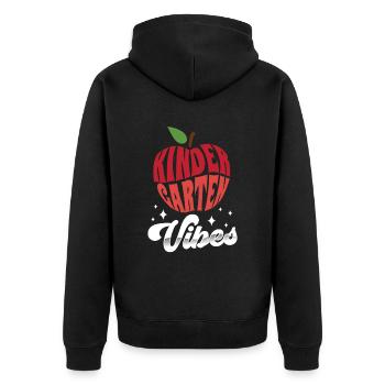 Kindergarten Vibes Humor Süß Kinder Sprüche - Unisex Premium Bio Zip Hoodie - Schwarz - Hinten - Nico (187cm)