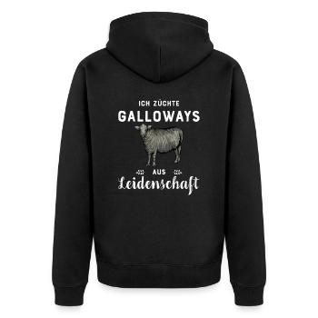 Galloway Rind I Schottland Rinderzucht für - Unisex Premium Bio Zip Hoodie - Schwarz - Hinten - Nico (187cm)