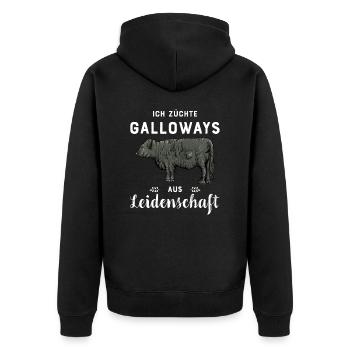 Galloway Rind I Schottland Rinderzucht für - Unisex Premium Bio Zip Hoodie - Schwarz - Hinten - Nico (187cm)