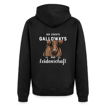 Galloway Rind I Schottland Rinderzucht für - Unisex Premium Bio Zip Hoodie - Schwarz - Hinten - Nico (187cm)