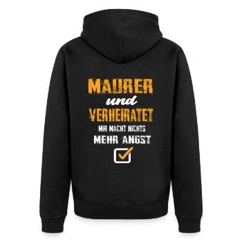Maurer und Verheiratet - Unisex Premium Bio Zip Hoodie - Schwarz - Hinten - Nico (187cm)