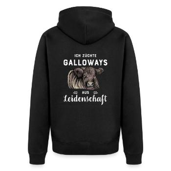 Galloway Rind I Schottland Rinderzucht für - Unisex Premium Bio Zip Hoodie - Schwarz - Hinten - Nico (187cm)