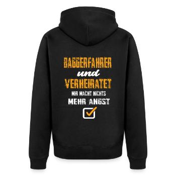 Baggerfahrer und Verheiratet - Unisex Premium Bio Zip Hoodie - Schwarz - Hinten - Nico (187cm)