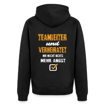 Teamleiter und Verheiratet - Unisex Premium Bio Zip Hoodie - Schwarz - Hinten - Nico (187cm)