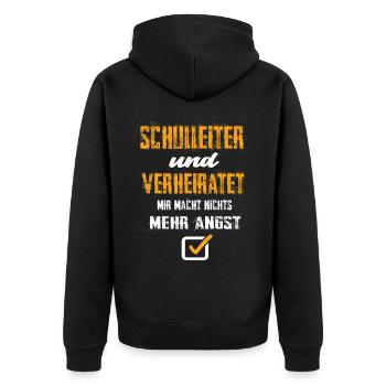 Schulleiter und Verheiratet - Unisex Premium Bio Zip Hoodie - Schwarz - Hinten - Nico (187cm)