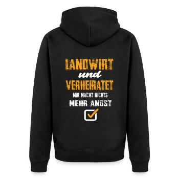 Landwirt und Verheiratet - Unisex Premium Bio Zip Hoodie - Schwarz - Hinten - Nico (187cm)