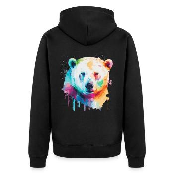 Watercolor Polar Bear Colorful Cute Bear Lover - Unisex Premium Bio Zip Hoodie - Schwarz - Hinten - Nico (187cm)