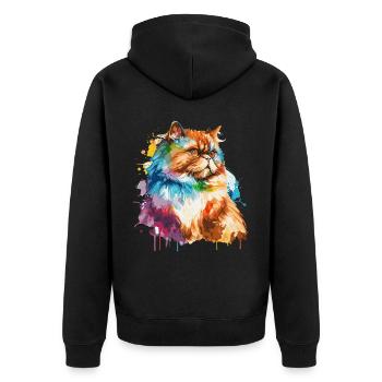 Aquarelle Chat Persan Coloré Chats Persans Amoureux - Veste à capuche bio Premium Unisexe - noir - Dos - Nico (187cm)