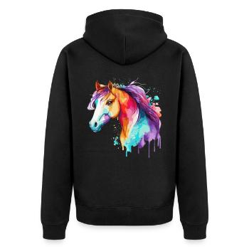 Aquarelle Cheval Équitation Poney Coloré Pet Poneys Lo - Veste à capuche bio Premium Unisexe - noir - Dos - Nico (187cm)