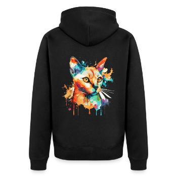 Watercolor Siamese Cat Colorful Siam Cats Lover - Unisex Premium Bio Zip Hoodie - Schwarz - Hinten - Nico (187cm)