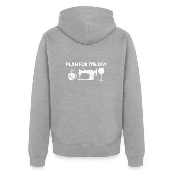 Coudre du café - Veste à capuche bio Premium Unisexe - gris chiné - Dos - Nico (187cm)
